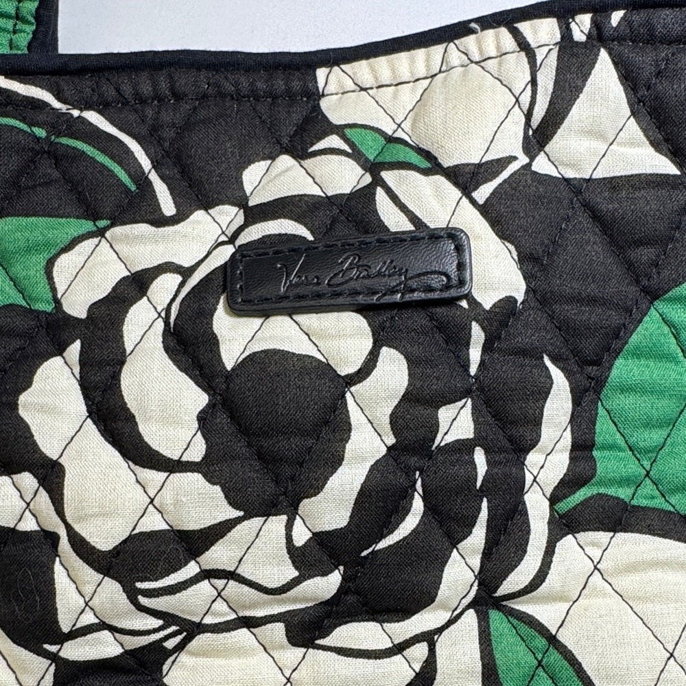 Vera Bradley Rose Quilted Tote Bag - Black, Green, and Cream - Picture 2 of 8